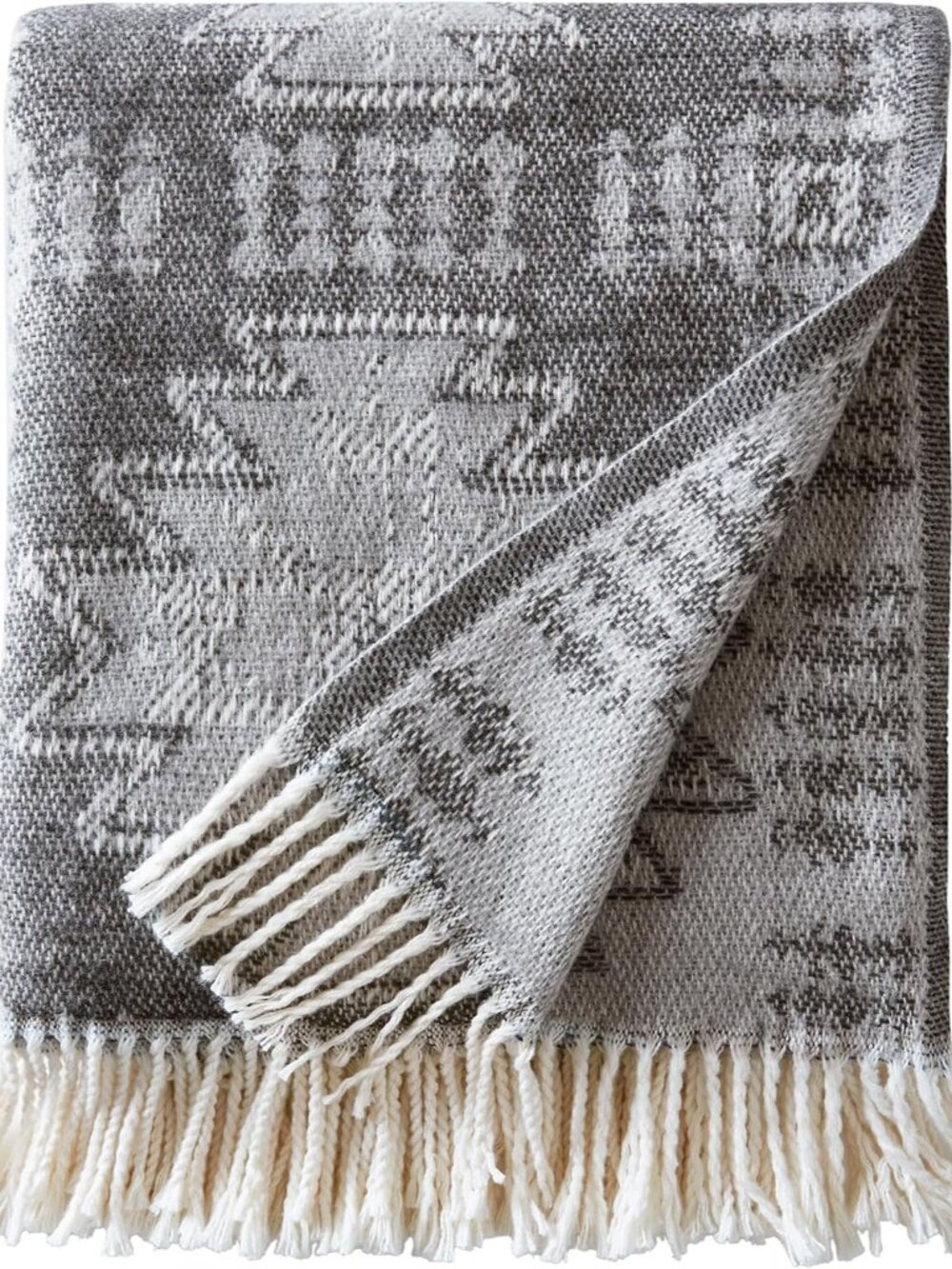 Woolrich Cotton Jacquard Brushed Throw Blanket 50x60 Aztec Grey